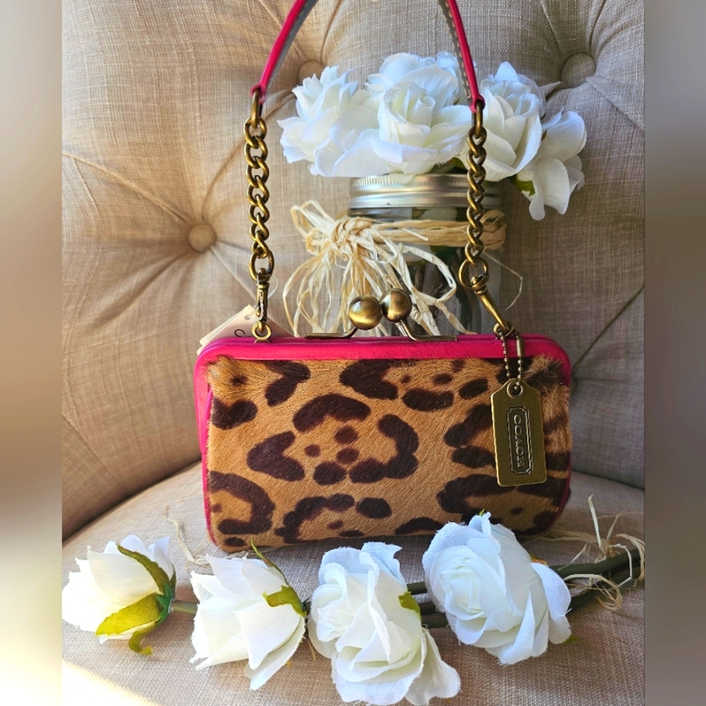 Vintage Coach Madison Ocelot Leopard Print Kisslock Shoulder Bag Purse # 9756 - Picture 8 of 14